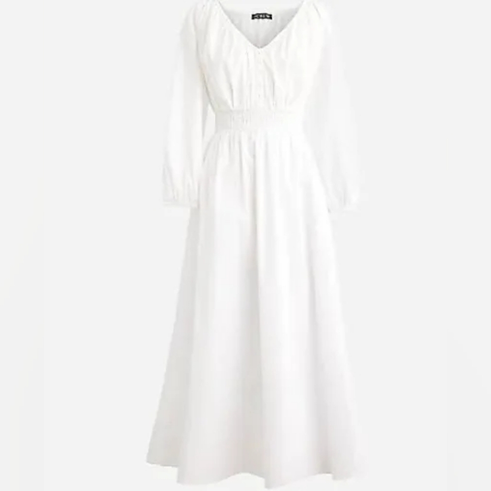 Jcrew v-neck midi dress cotton poplin white sz M, L available NWT - Picture 5 of 14